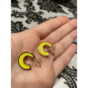 By Alexa Rae Yellow with pave semi-circle hoop earrings